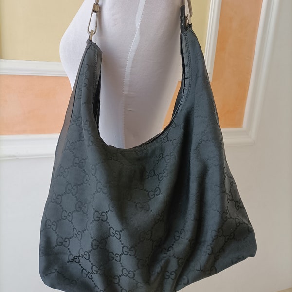 Gucci borsa vintage in tessuto e pelle  bag nero .