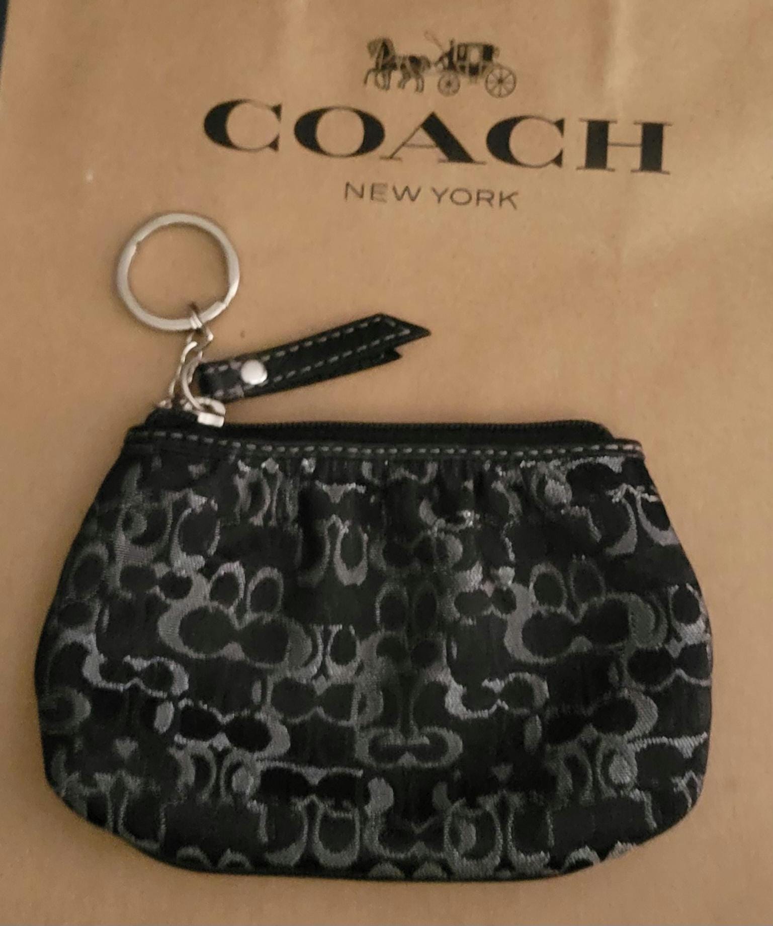 小物 00s Coach Lurex Pleated Mini Pouch 3278 COACH Black & Metallic Silver C's Optic Lurex Signature With