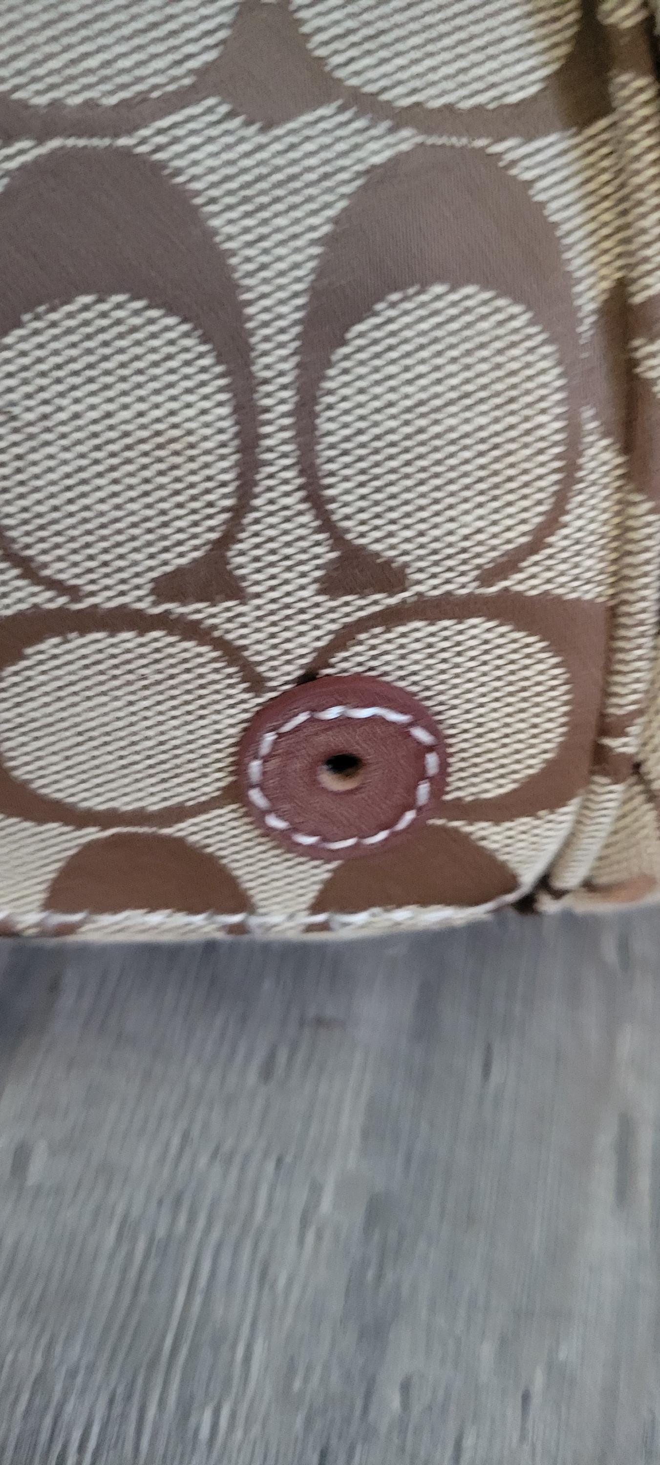 COACH Brown Khaki Jacquard C's Logo Signature With Silver Tone