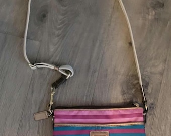 Coach 6744 Soho Multicolor Striped Suede Wristlet Clutch Vintage