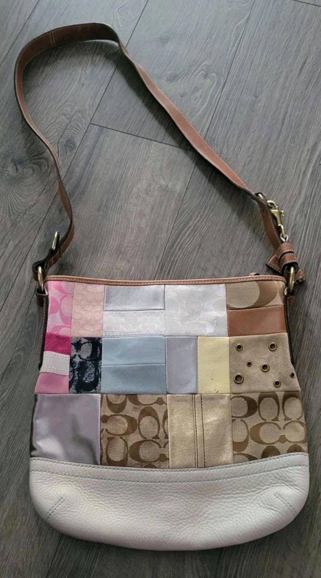 バッグ Coach Soho Signature Patchwork Hand Bag Coach SOHO Vintage Multicolor Patchwork Jacquard C's Logo