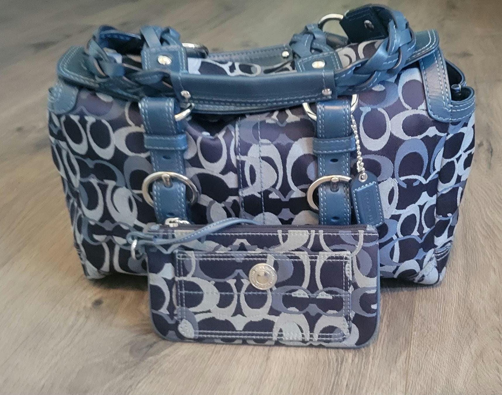 バッグ Coach Optic Blue Signature Jacquard Coach Vintage Chelsea Blue C's Optic Logo Signature Jacquard