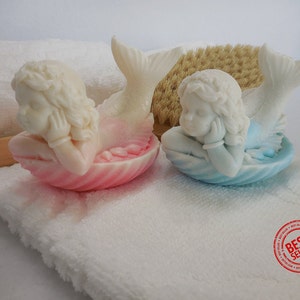 Mermaid Soap, 3D Clam Shell Goat Milk Soap Bar, Mermaid Clam, Mermaid Bathroom, Mermaid Life, Gift for Her image 1