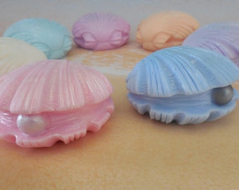 Clam Shell Soap, Shell Hand Soap, Pearl Soap, Sea Shell Soap Bar, Goat Milk Soap, Coastal Decor Beach Realtor Gift,