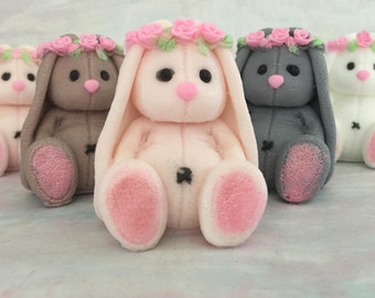 Bunny Soap With Rose Garland, Shea Butter Soap Gift For Women, Decorative Soap for Baby Shower