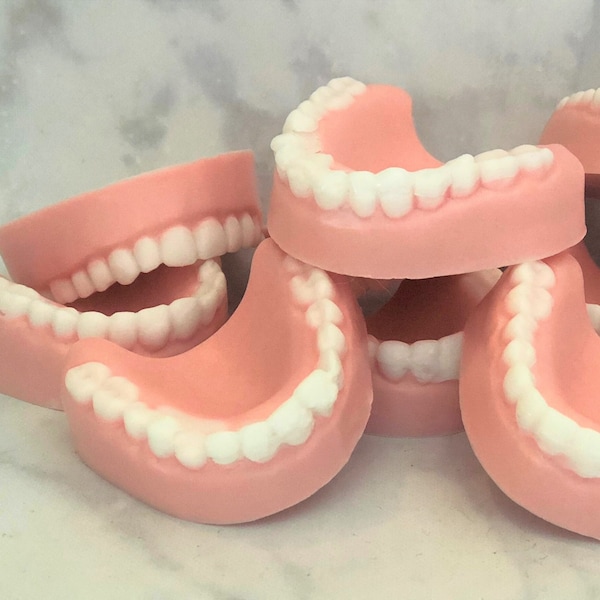 Denture Soap, Teeth Shaped Soap, Novelty Soap, Shea Butter Soap for Funny Gifts and April Fools' Day,