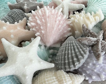 Beach Themed Soap Favors, Decorative Soaps for Parties, Seashell Soap, Set of Ten Soaps,