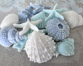 Seashell Soaps, Mini Soaps Set, Beach House, Bathroom Decor, Birthday Gift for Best Friend, Set of 10,