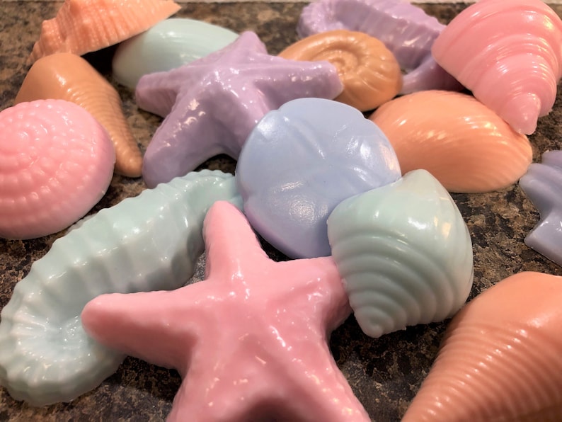 Shell Soaps Beach Sea Shell Bathroom Decor Nautical Beach Etsy