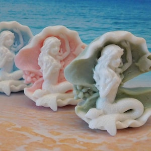 Mermaid Ocean Goat Milk Soap: Beach Themed Bathroom Decor & Baby Shower Favor