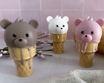 Teddy Bear Soap, Ice Cream Soap, Animal Soap, 3d Soap Bar, Goat Milk Soap, Birthday Gift