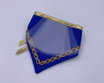Dog Prince Charming Halloween Costume/ Dog Bandana / Dog Collar / Cat Costume / Pet Halloween Costume / Blue gold Pet Bandana / King Costume