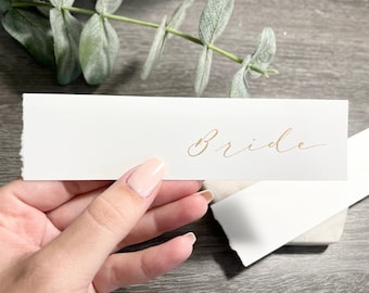 Wedding Place Card Setting - Large -Escort Cards - White Cardstock Deckled Edge - Handwritten Calligraphy