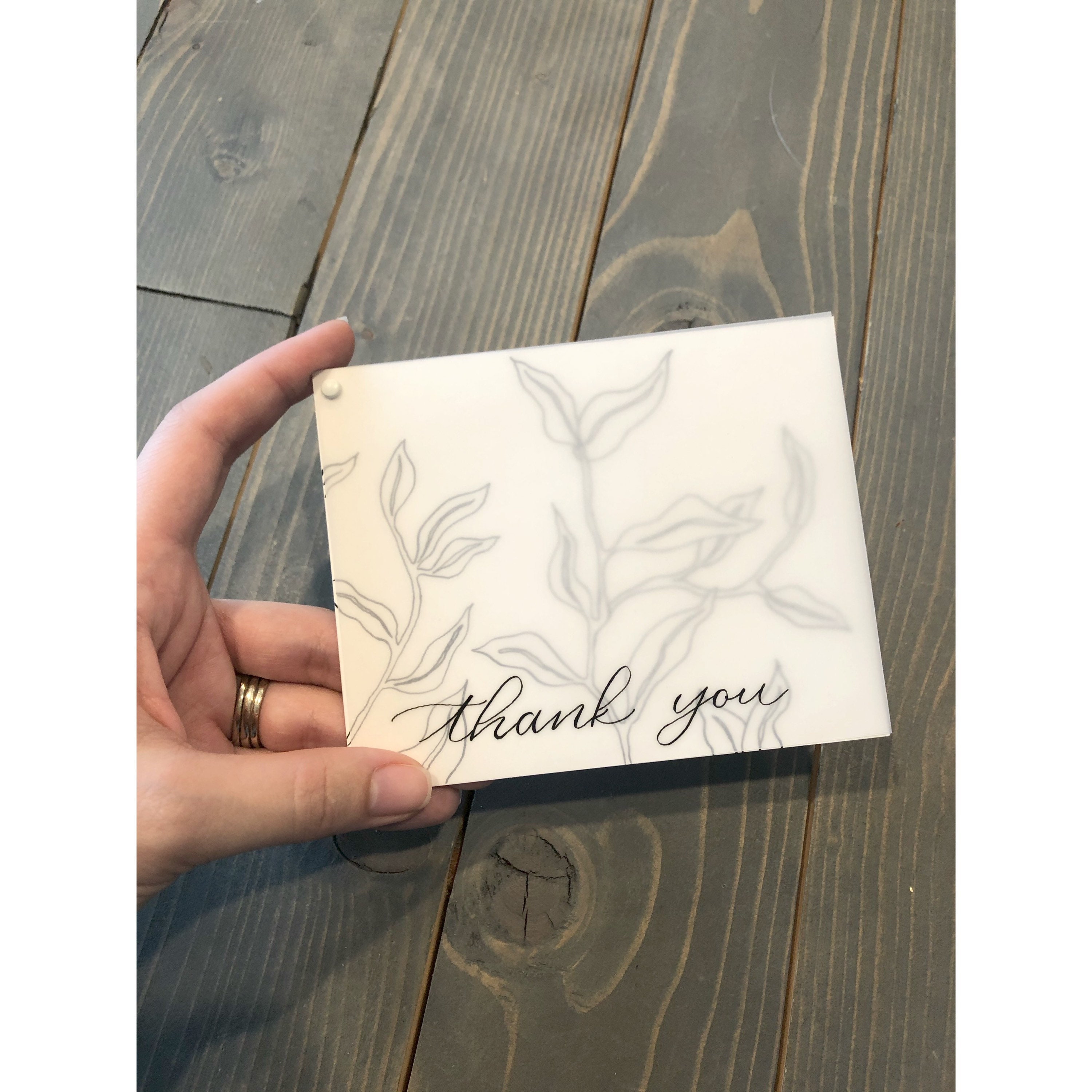 Thank You Cards Black Calligraphy Clear Vellum Etsy