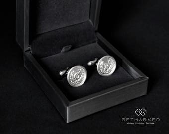 Personalized Silver Wax Seal Cuff Links - Roman Style (JW0009)