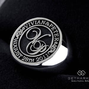 Personalized Onyx Face Signet Ring - Victorian Style (JW0005)