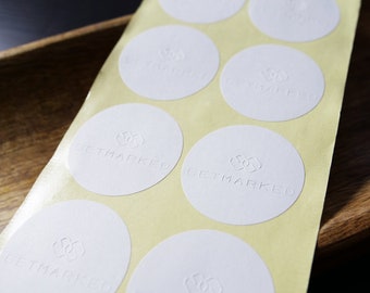 White Matte Embossed Stickers, Embossed Raised Sticker/Label, Embossing Seal Stickers, Foil/Metallic Seal, Business/Wedding/Gift Stickers