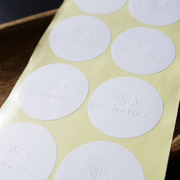 White Matte Embossed Stickers, Embossed Raised Sticker/Label, Embossing Seal Stickers, Foil/Metallic Seal, Business/Wedding/Gift Stickers