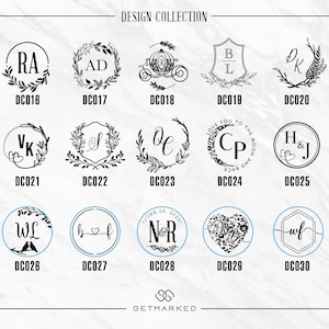 Pu&ograve; includere: Una collezione di 10 diversi design di monogrammi da matrimonio. Ogni design presenta una combinazione unica di iniziali, cuori, fiori e altri elementi decorativi. I design sono perfetti per l'uso su inviti di matrimonio, save-the-dates e altri articoli di cancelleria per matrimoni.