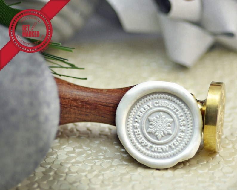 WS0259 Merry Christmas /& Happy New Year Christmas Collection Wax Seal Stamp by Get Marked