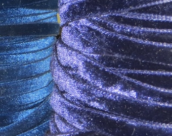 3y 3/8" PURPLE BLUE VELVET Vintage Ribbon Trim Violet Lilac Lavender Easter Wedding Millinery Hat Supply Trim Cocarde Work Vintage Silk