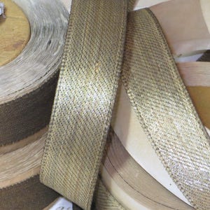 1y 1920s FRENCH GOLD METAL Ribbon Golden Patina Antique Metallic Trim Flapper Millinery Flower Cloche Ribbonwork Thread Applique Vintage