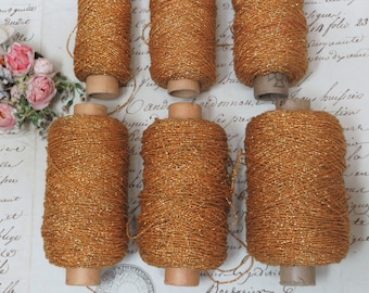 YOU PICK SPOOL 1920 Gold Airy French Metal Thread Antique Metallic Trim Bullion Embroidery Needlepoint floss Ribbonwork antique applique