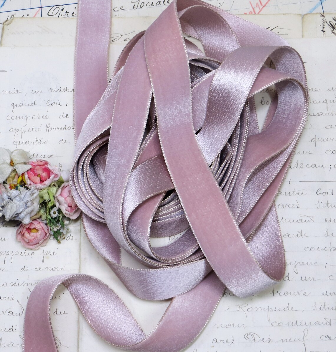1y DUSTY PINK MAUVE Velvet Ribbon Violet Velvet Ribbon Antique Etsy
