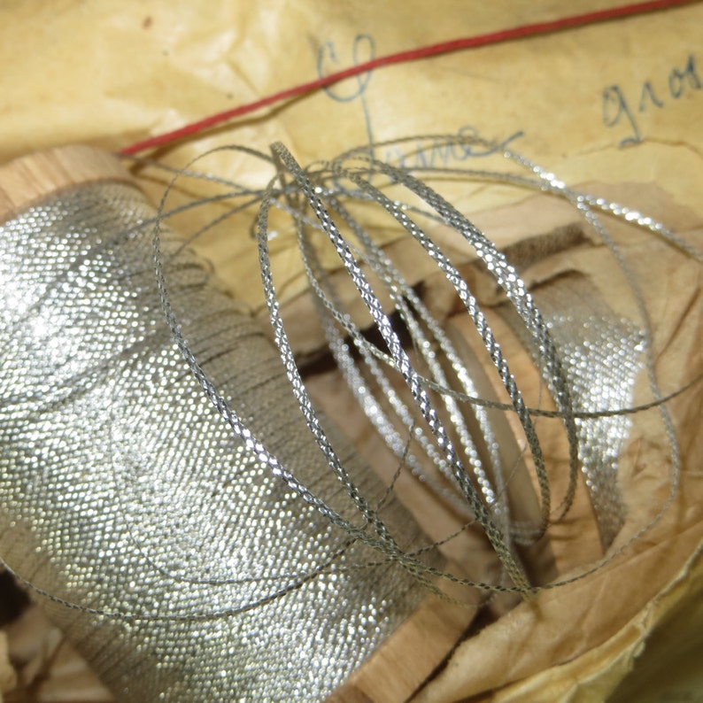 3y FRENCH SILVER LAME Metal Thread Antique French Flat Etsy