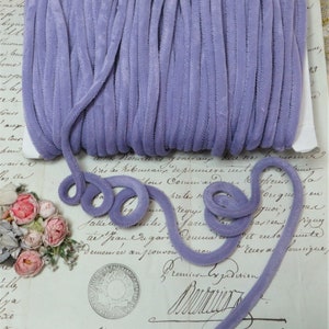 1y ORCHID VIOLET TUBING Velvet Cord Ribbon Trim tags: Pull String Piping Edging Ruching Antique trim Millinery Hat Flower Ombre Ribbonwork