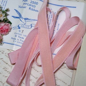 2y BABY ROSE PINK 5/8&quot; Lush French Velvet Ribbon Trim Boho Choker 1920s flapper applique Rose Millinery Hat Antique vintage Cottage Chic