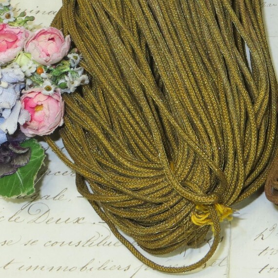 1y ANTIQUE GOLD MESH METAL RUCH TRIM THREAD BULLION RIBBON VESTMENT DOLL DRESS