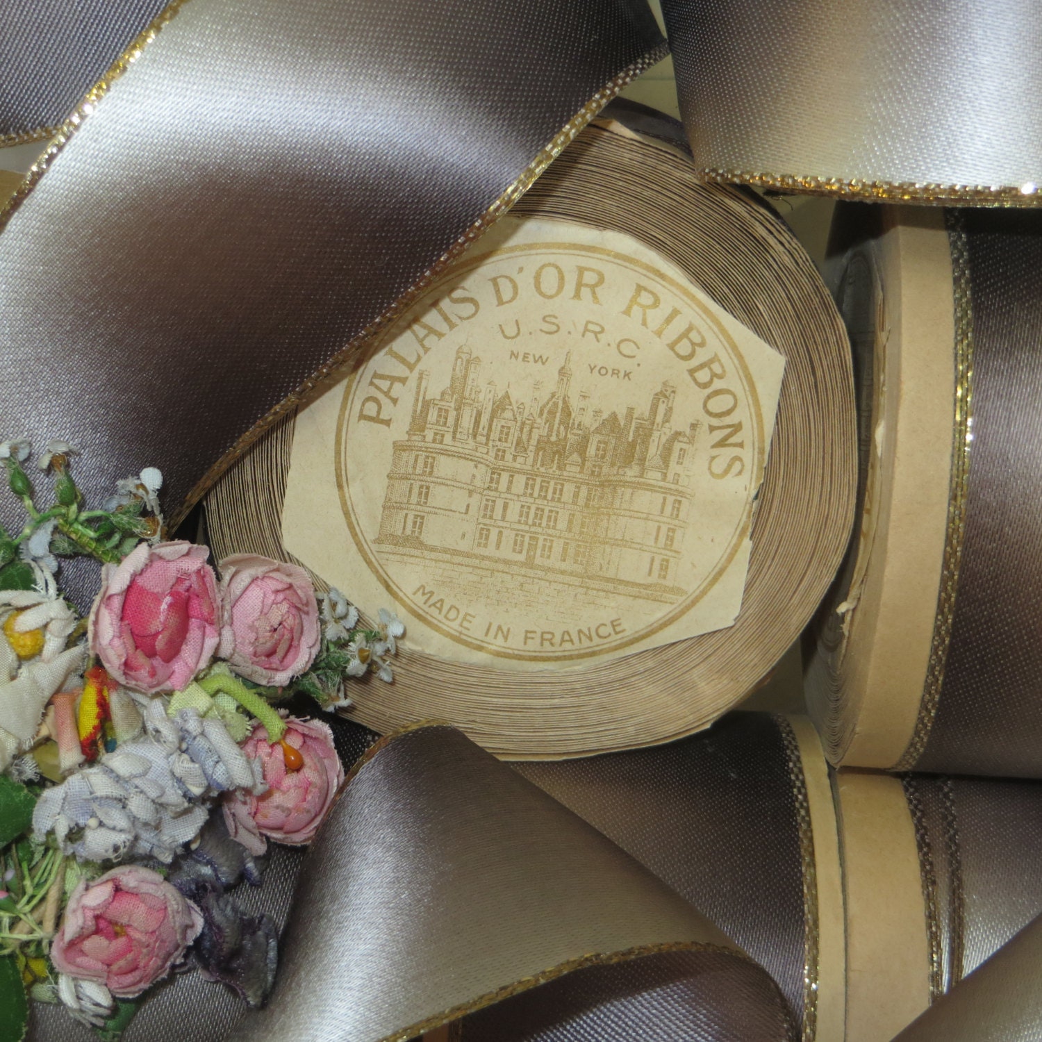 2 Yards 1920 FRENCH OMBRE METALLIC Ribbon Ribbonwork Bows French ...