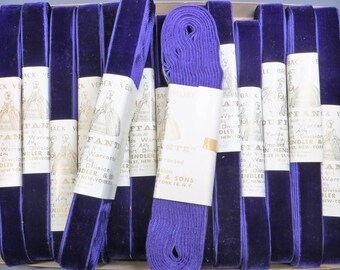 2y ROYAL PURPLE VELVET Ribbon 7/8" Rayon Tag: french Velvet ribbon Violet Lilac Lavender Hat Banding Millinery Hat Trim Cocarde rose
