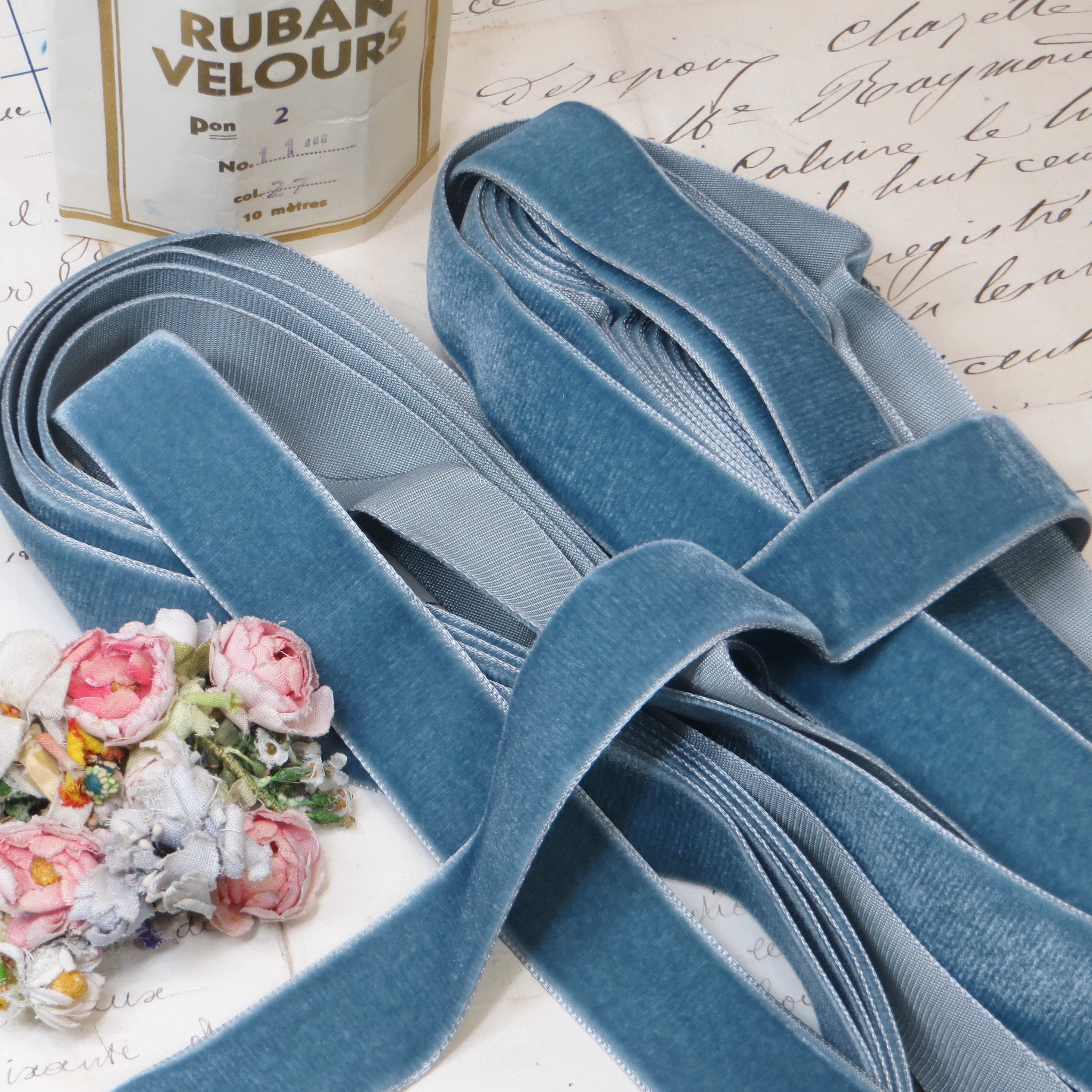 Steel Blue Lush Velvet Ribbon – Blanc Box