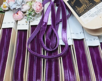 10y Bolt FRENCH SILK Magenta Plum Velvet Ribbon tag: Antique Purple Velvet Eggplant Velvet Crushed Frayed Velvet Ribbonwork Silk Flower rose