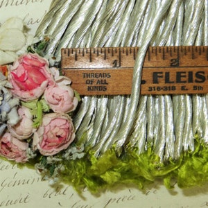 7y ANTIQUE SILVER METAL Thread Floss French Metallic Wedding Embroidery Needlepoint Ribbon Trim 1920 Hat applique bullion Millinery flower