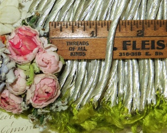 2 Skeins ANTIQUE SILVER METAL Thread Floss French Metallic Wedding Embroidery Needlepoint Ribbon Trim 1920 Hat applique bullion