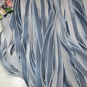 10 yards en gros 3/8" ruban de velours bleu gris mariage vintage coton minable antique garniture Français robe de soirée gâteau des années 1920 clapet écrasé