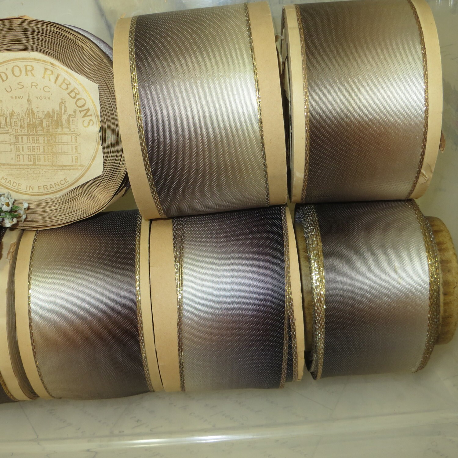 2 Yards 1920 FRENCH OMBRE METALLIC Ribbon Ribbonwork Bows French ...