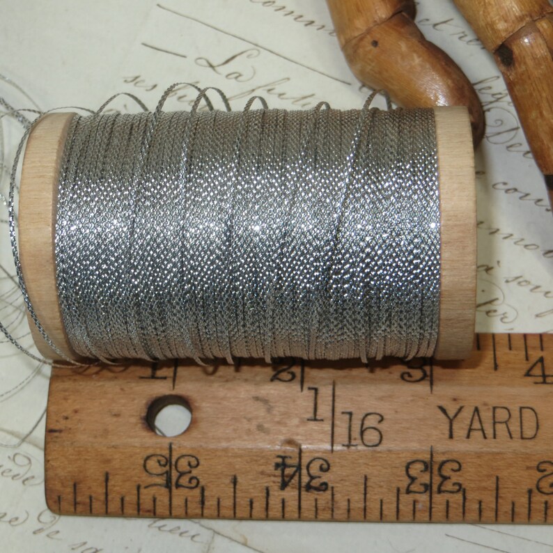 Spool Rulers LARGE FRENCH SPOOL Embossed Silver Toned Metal Thread Floss Flat ...