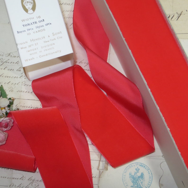 1y CORAL TOMATO VELVET Ribbon 17 Colors to Choose Vintage French Velvet Pink Green Ivory White Purple Blue Yellow Green Gold Antique Trim