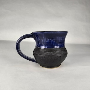 14 oz Viking mug blue & black glazing.  Handmade pottery. Anglo Saxon