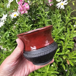 Viking cup.  10oz. Blood red glazing.  Handmade pottery. Anglo Saxon