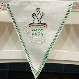Hot Cocoa hand-embroidered banner