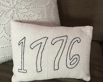 1776 handmade embroidered pillow