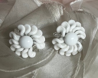 White cluster vintage earrings (updated to pierced)