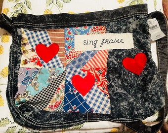 Sing Praise quilted denim purse