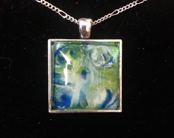 Earth View hand painted necklace