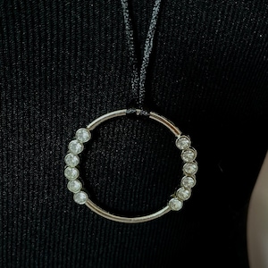 Silver and Rinestones Circle handmade necklace